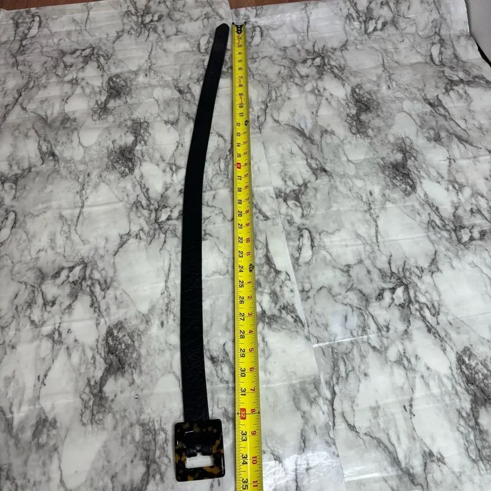 Vintage Eddie Bauer Leather Belt size medium black print buckle